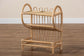 Liora Modern Bohemian Natural Brown Finished Rattan 2-Tier Display Shelf FredCo