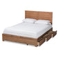 Lisa Modern and Contemporary Transitional Ash Walnut Brown Finished Wood Full Size 3-Drawer Platform Storage Bed FredCo