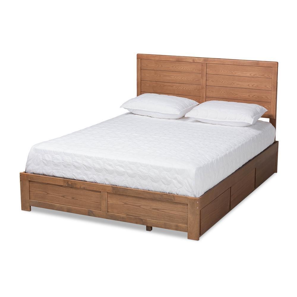Lisa Modern and Contemporary Transitional Ash Walnut Brown Finished Wood Full Size 3-Drawer Platform Storage Bed FredCo