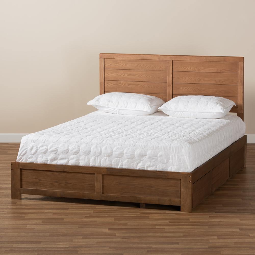 Lisa Modern and Contemporary Transitional Ash Walnut Brown Finished Wood Full Size 3-Drawer Platform Storage Bed FredCo