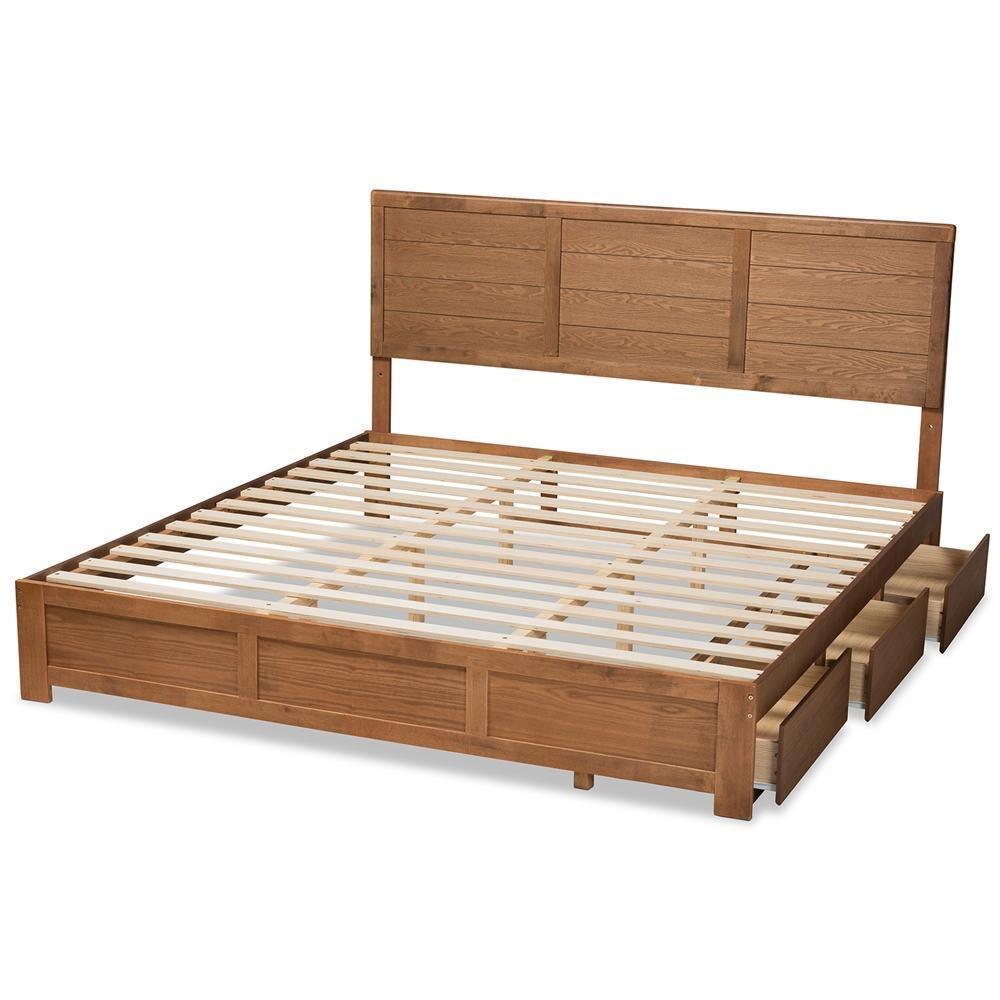 Lisa Modern and Contemporary Transitional Ash Walnut Brown Finished Wood King Size 3-Drawer Platform Storage Bed FredCo