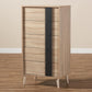 Lisen Mid-Century Modern Light Oak and Grey 5-Drawer Chest FredCo