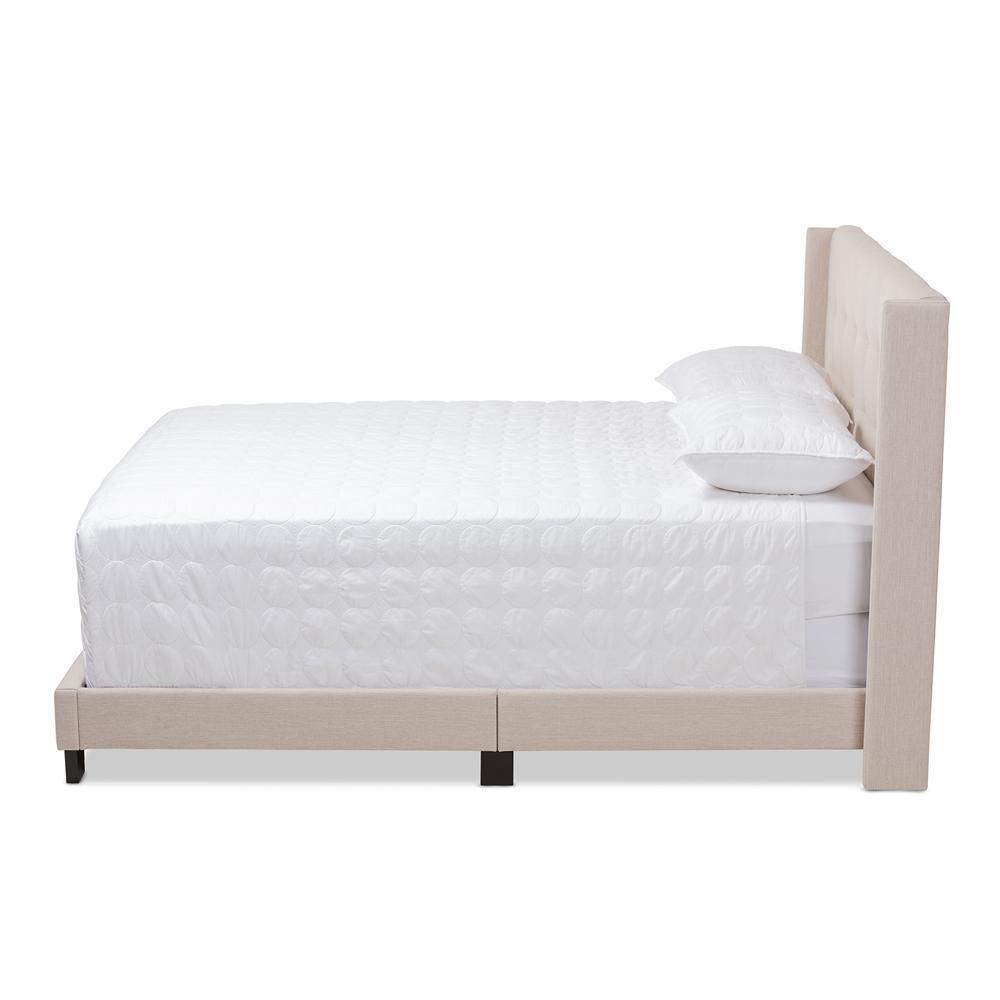 Lisette Modern and Contemporary Beige Fabric Upholstered Queen Size Bed FredCo