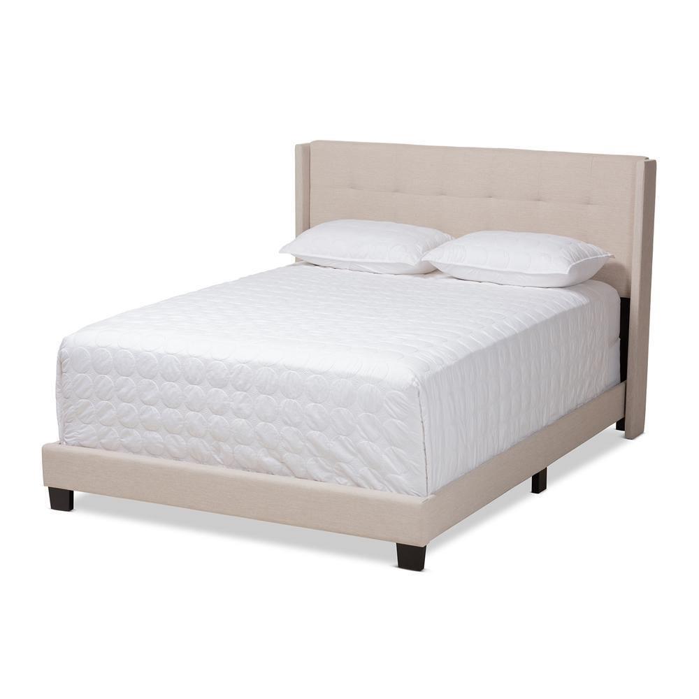 Lisette Modern and Contemporary Beige Fabric Upholstered Queen Size Bed FredCo