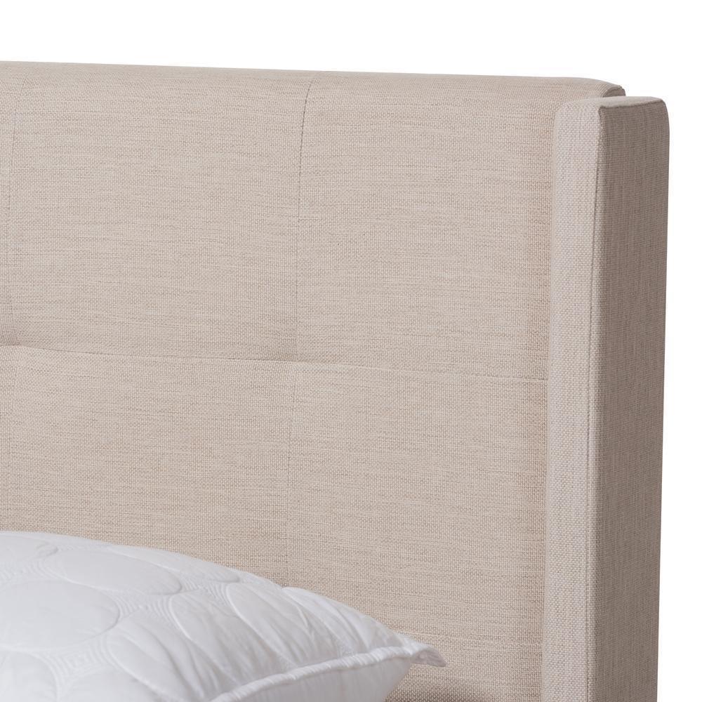 Lisette Modern and Contemporary Beige Fabric Upholstered Queen Size Bed FredCo
