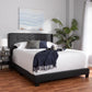 Lisette Modern and Contemporary Charcoal Grey Fabric Upholstered Full Size Bed FredCo