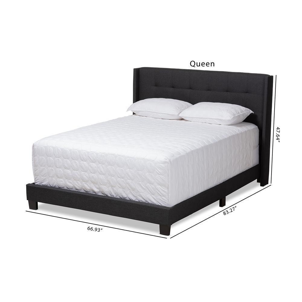 Lisette Modern and Contemporary Charcoal Grey Fabric Upholstered Full Size Bed FredCo