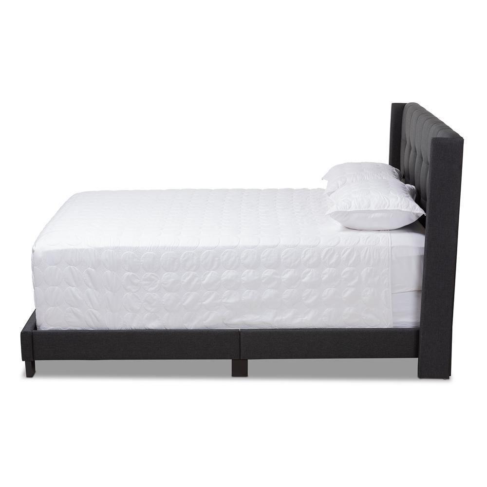 Lisette Modern and Contemporary Charcoal Grey Fabric Upholstered King Size Bed FredCo