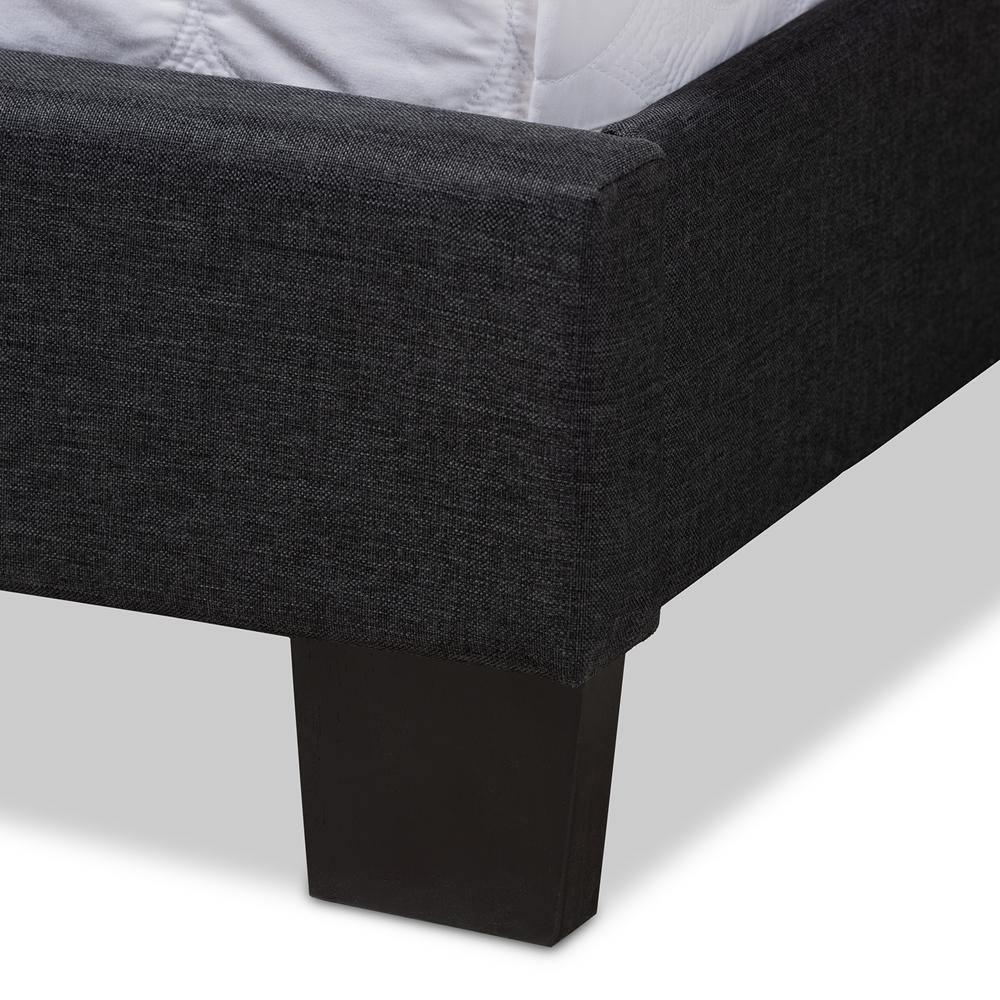 Lisette Modern and Contemporary Charcoal Grey Fabric Upholstered King Size Bed FredCo