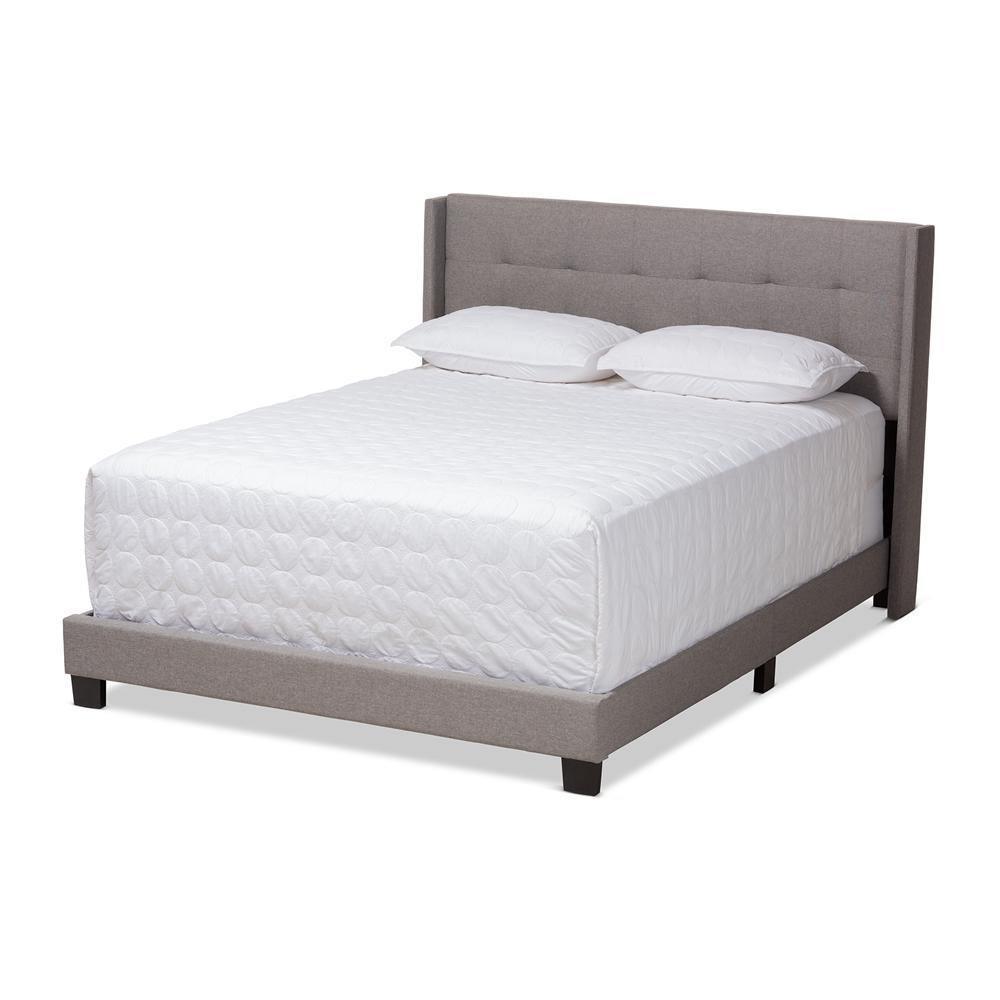 Lisette Modern and Contemporary Grey Fabric Upholstered King Size Bed FredCo