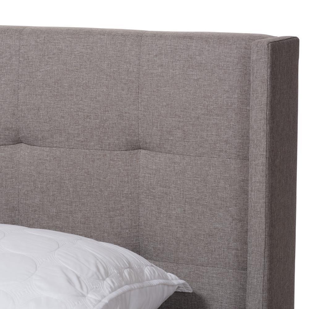 Lisette Modern and Contemporary Grey Fabric Upholstered King Size Bed FredCo