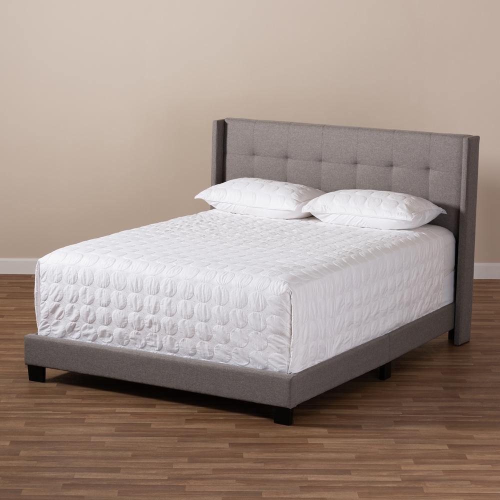 Lisette Modern and Contemporary Grey Fabric Upholstered King Size Bed FredCo