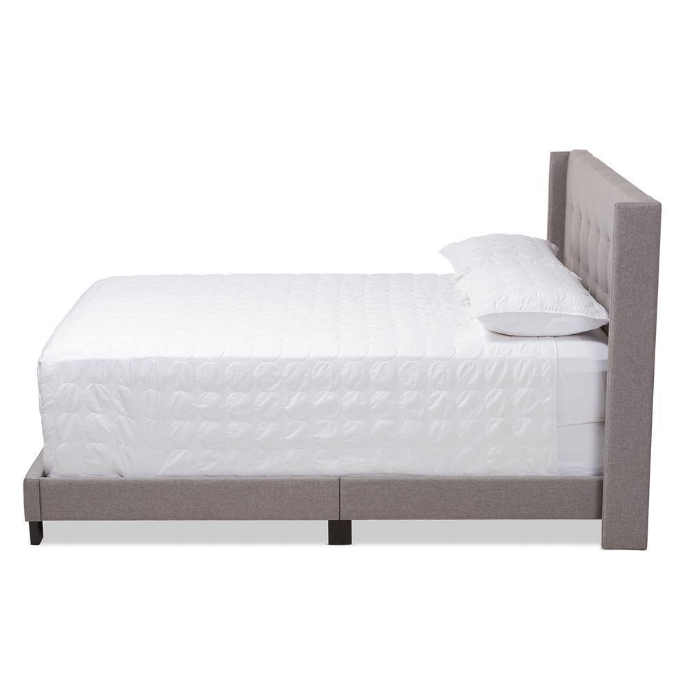 Lisette Modern and Contemporary Grey Fabric Upholstered Queen Size Bed FredCo