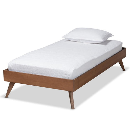 Lissette Mid-Century Modern Ash Walnut Finished Wood Twin Size Platform Bed Frame FredCo