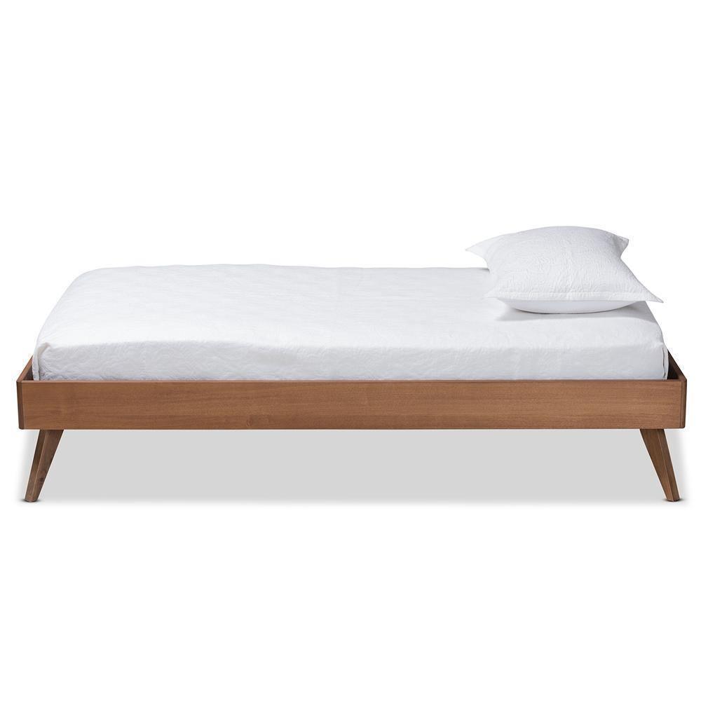 Lissette Mid-Century Modern Ash Walnut Finished Wood Twin Size Platform Bed Frame FredCo