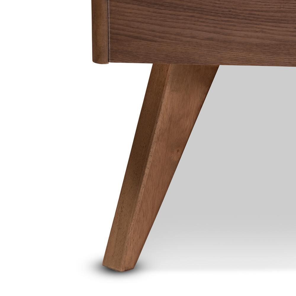 Lissette Mid-Century Modern Walnut Brown Finished Wood Queen Size Platform Bed Frame FredCo