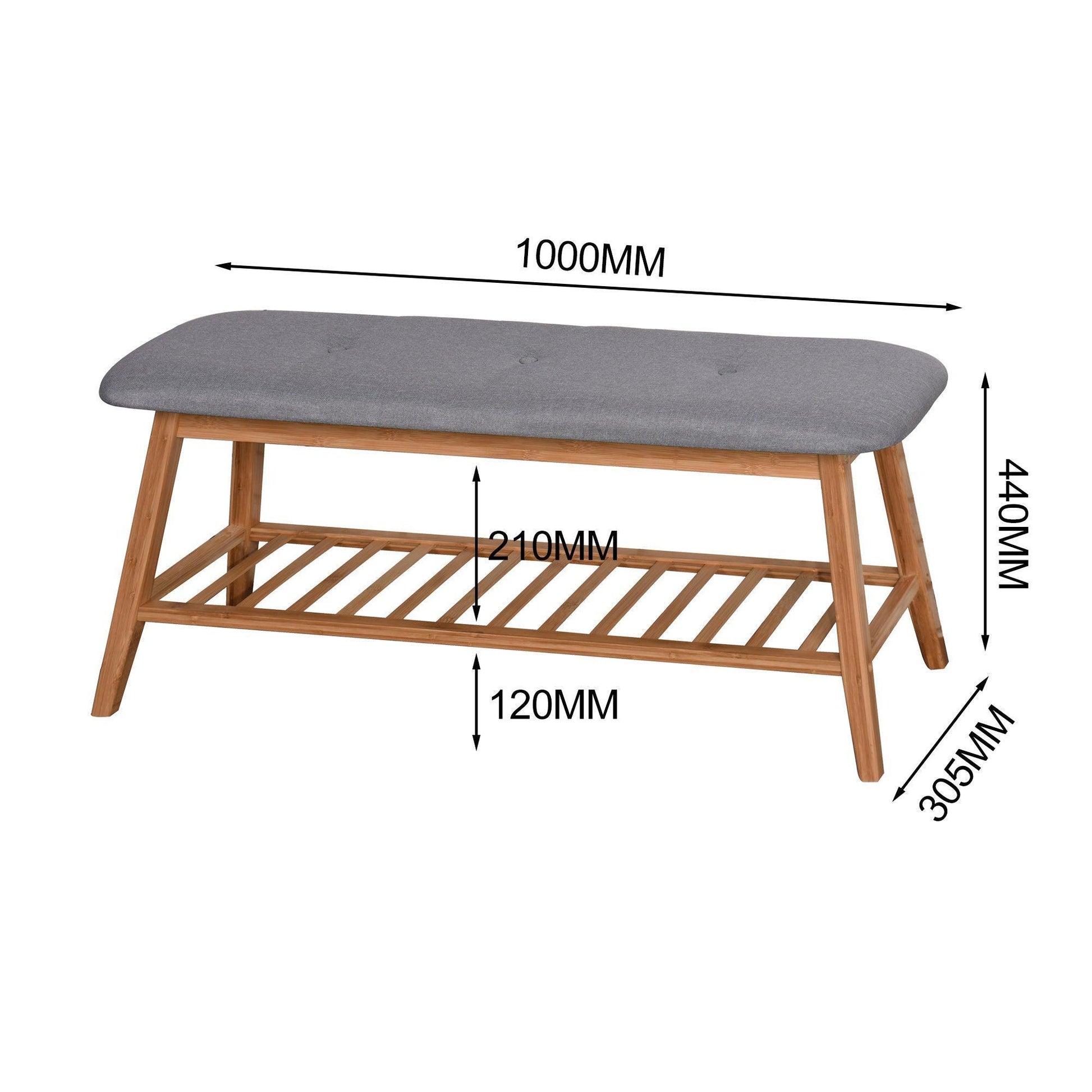 Living Room Bamboo Bench Entryway Shoe Rack 39.3 x 12 x 17.3 inch FredCo