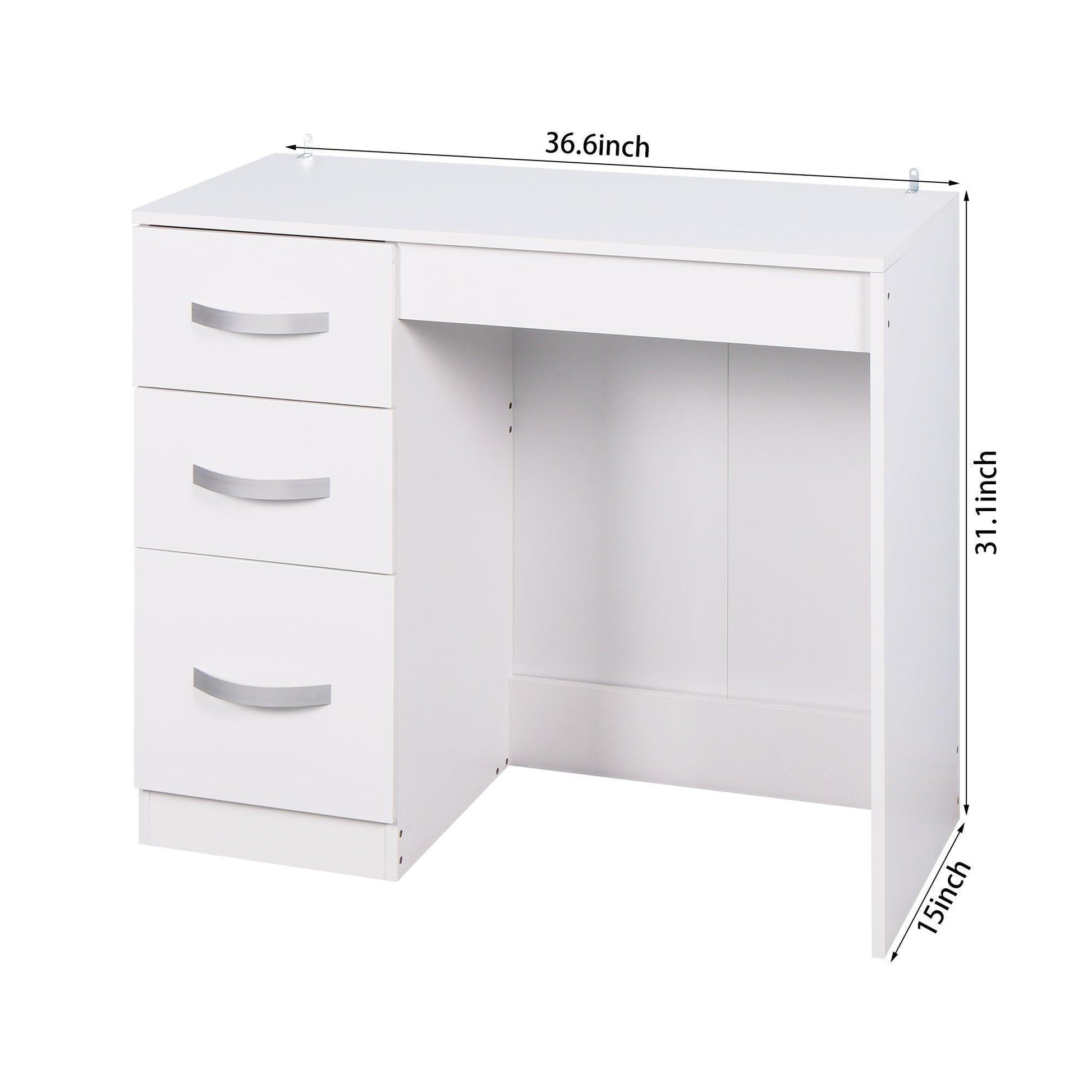 Living Room Wooden Dress Table，Bedroom Wooden Desk with 3 Drawers FredCo