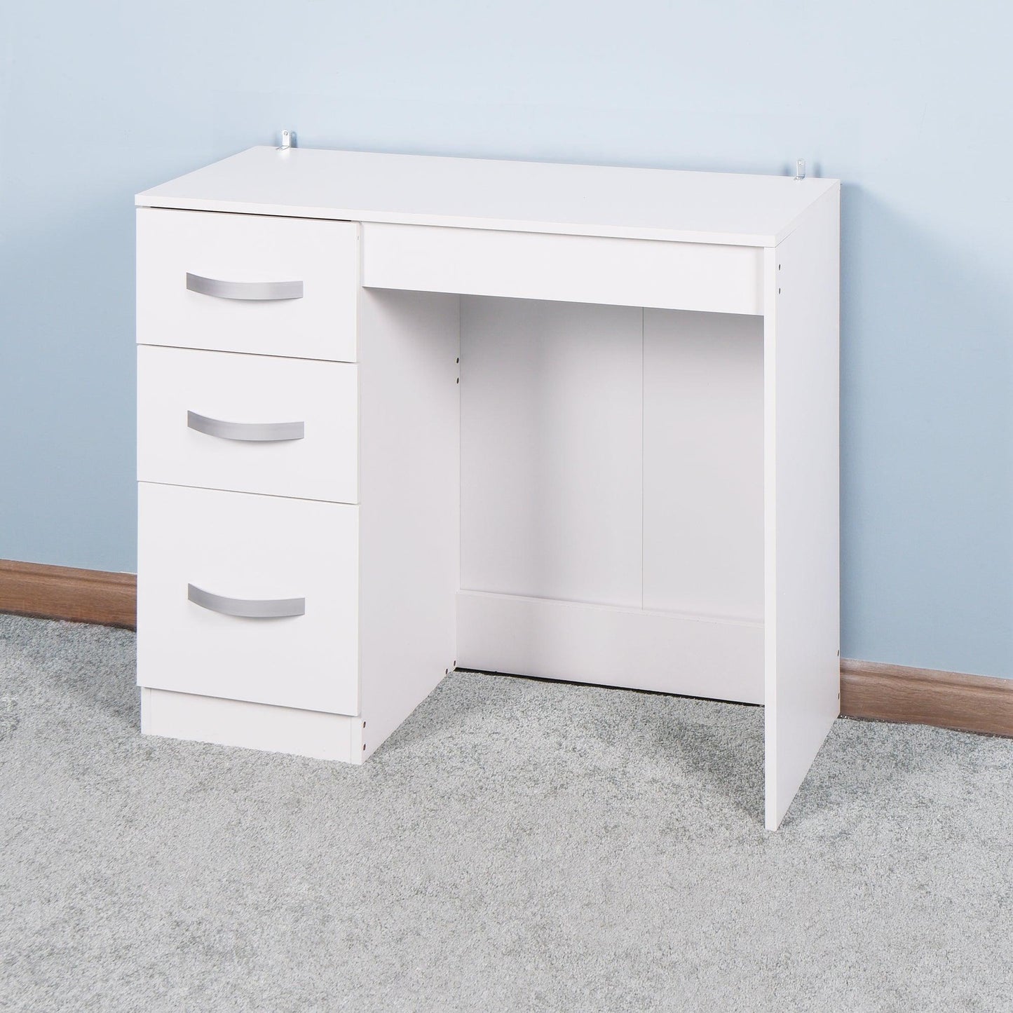 Living Room Wooden Dress Table，Bedroom Wooden Desk with 3 Drawers FredCo