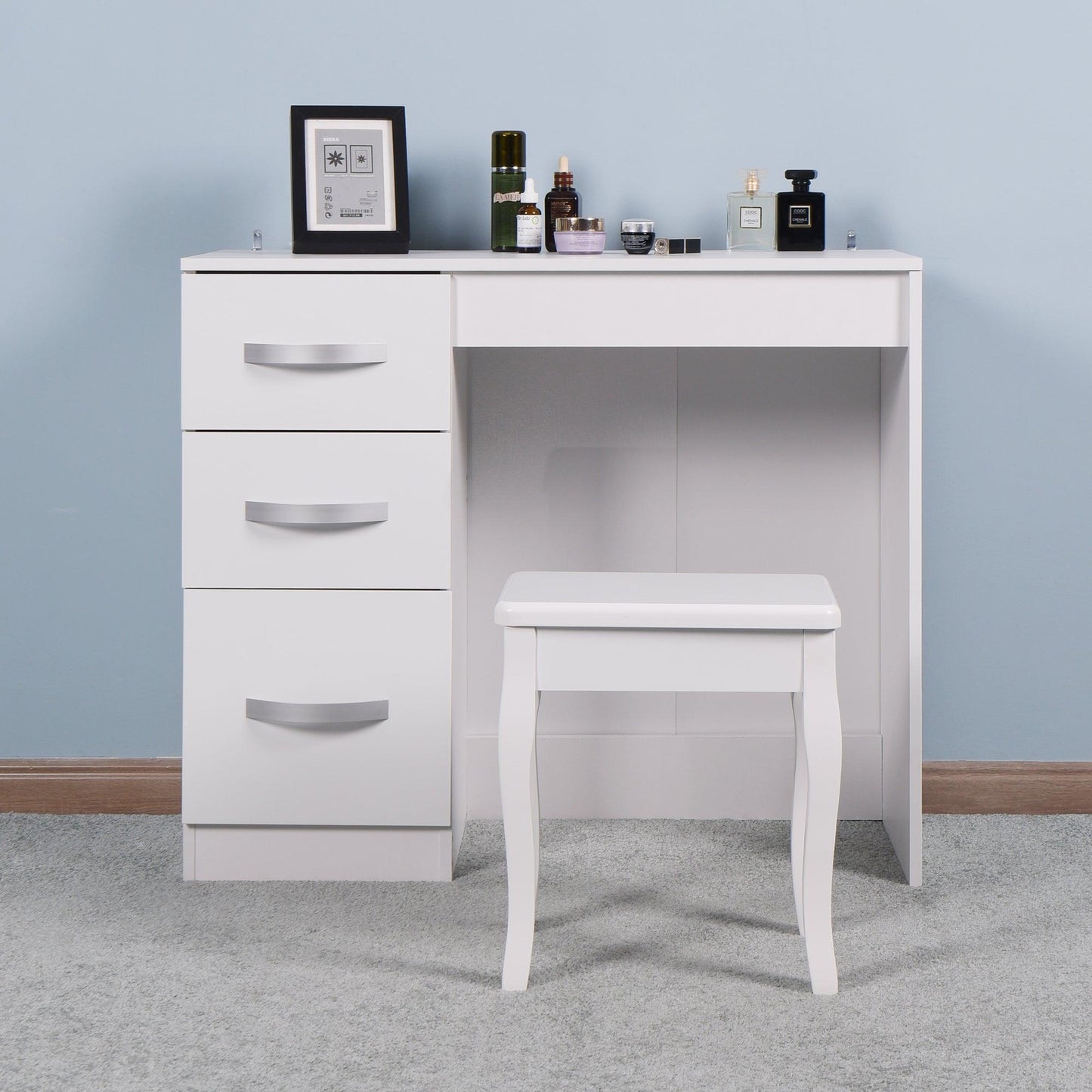 Living Room Wooden Dress Table，Bedroom Wooden Desk with 3 Drawers FredCo