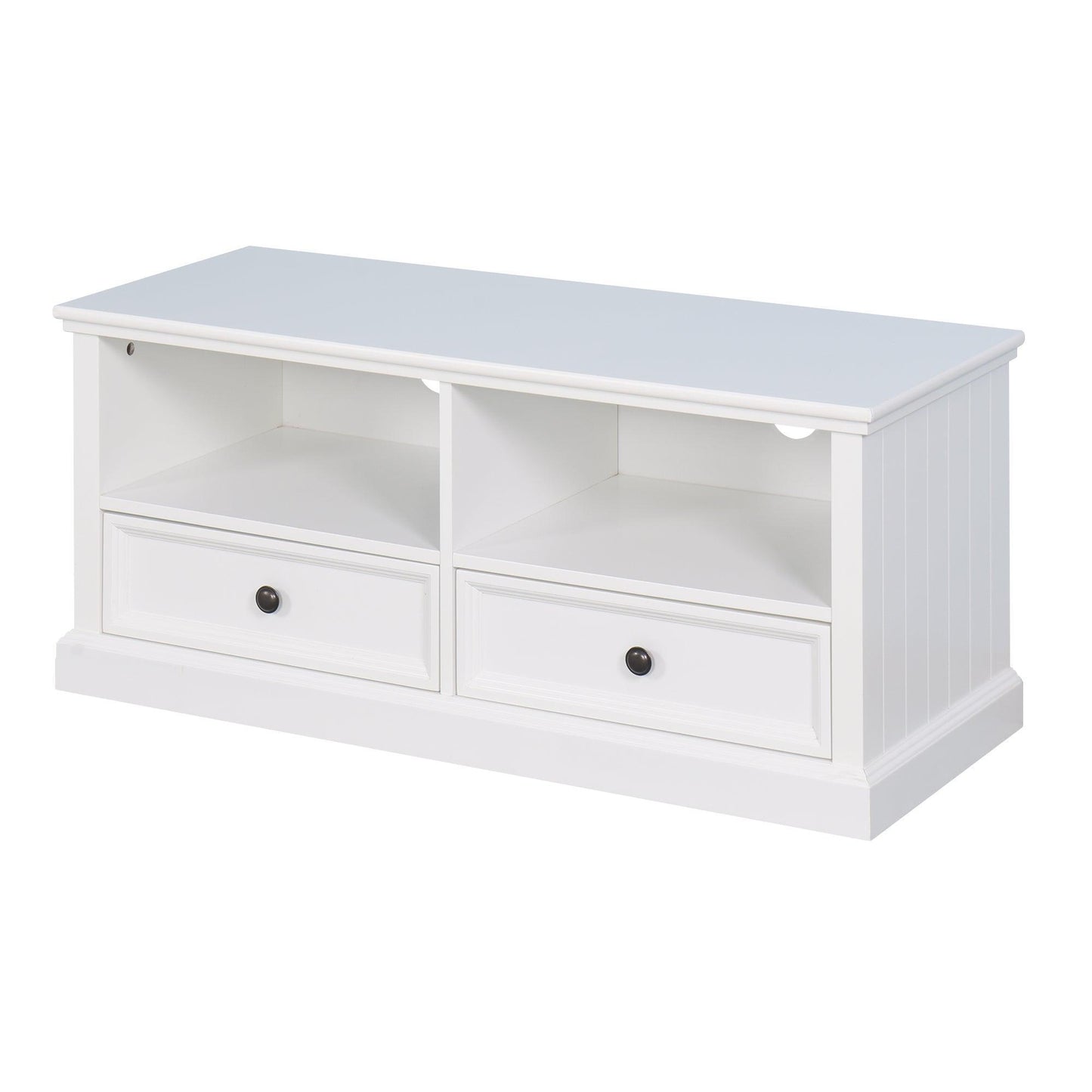 Living Room Wooden White TV Cabinet with 2 Drawers FredCo
