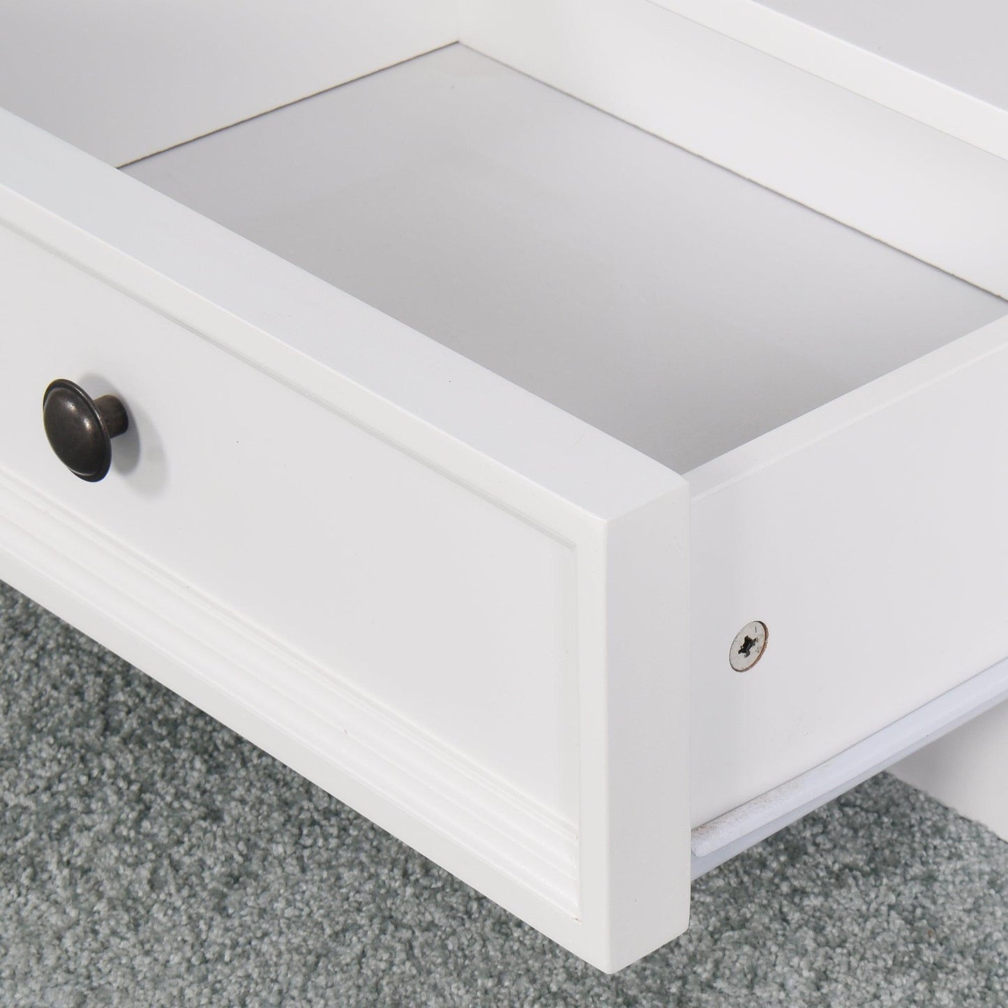 Living Room Wooden White TV Cabinet with 2 Drawers FredCo