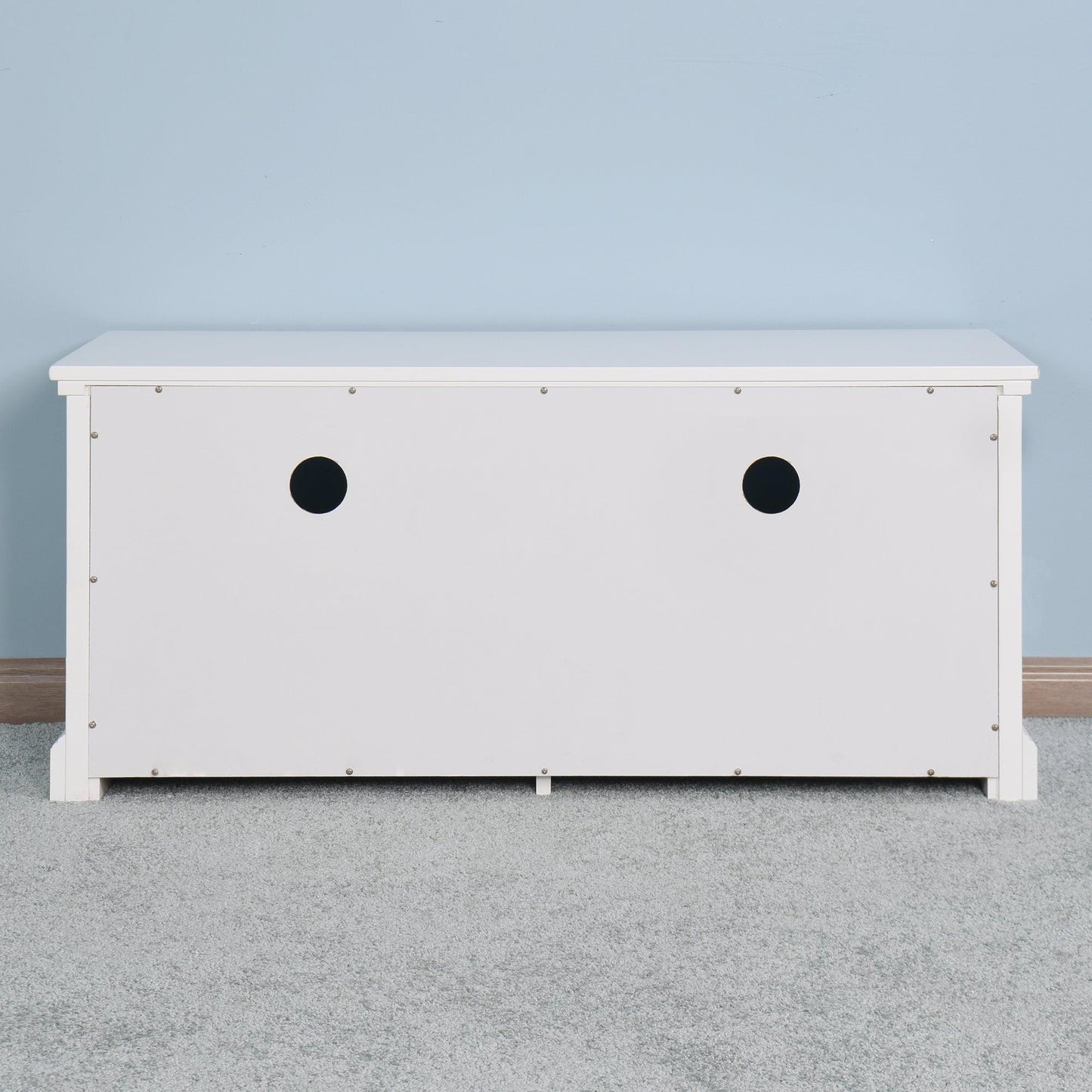 Living Room Wooden White TV Cabinet with 2 Drawers FredCo