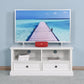 Living Room Wooden White TV Cabinet with 2 Drawers FredCo