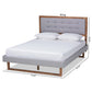 Livinia Modern Transitional Light Grey Fabric Upholstered and Ash Walnut Brown Finished Wood Queen Size Platform Bed FredCo