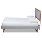 Livinia Modern Transitional Light Grey Fabric Upholstered and Ash Walnut Brown Finished Wood Queen Size Platform Bed FredCo