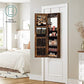 Lockable Jewelry Cabinet Armoire, Mirror Rustic Brown FredCo