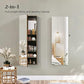 Lockable Jewelry Cabinet Armoire, Mirror Rustic Brown FredCo
