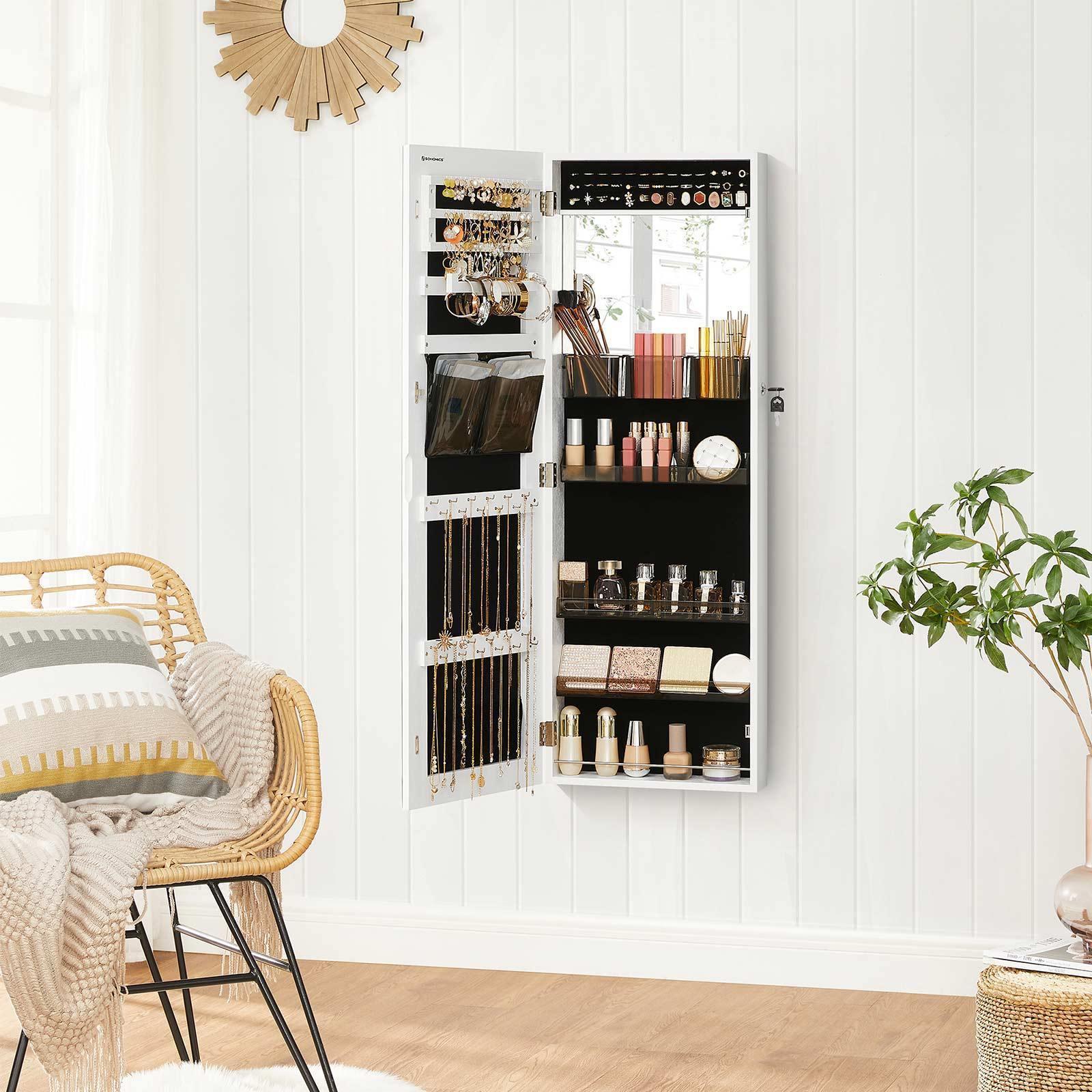 Lockable Jewelry Cabinet Armoire White FredCo