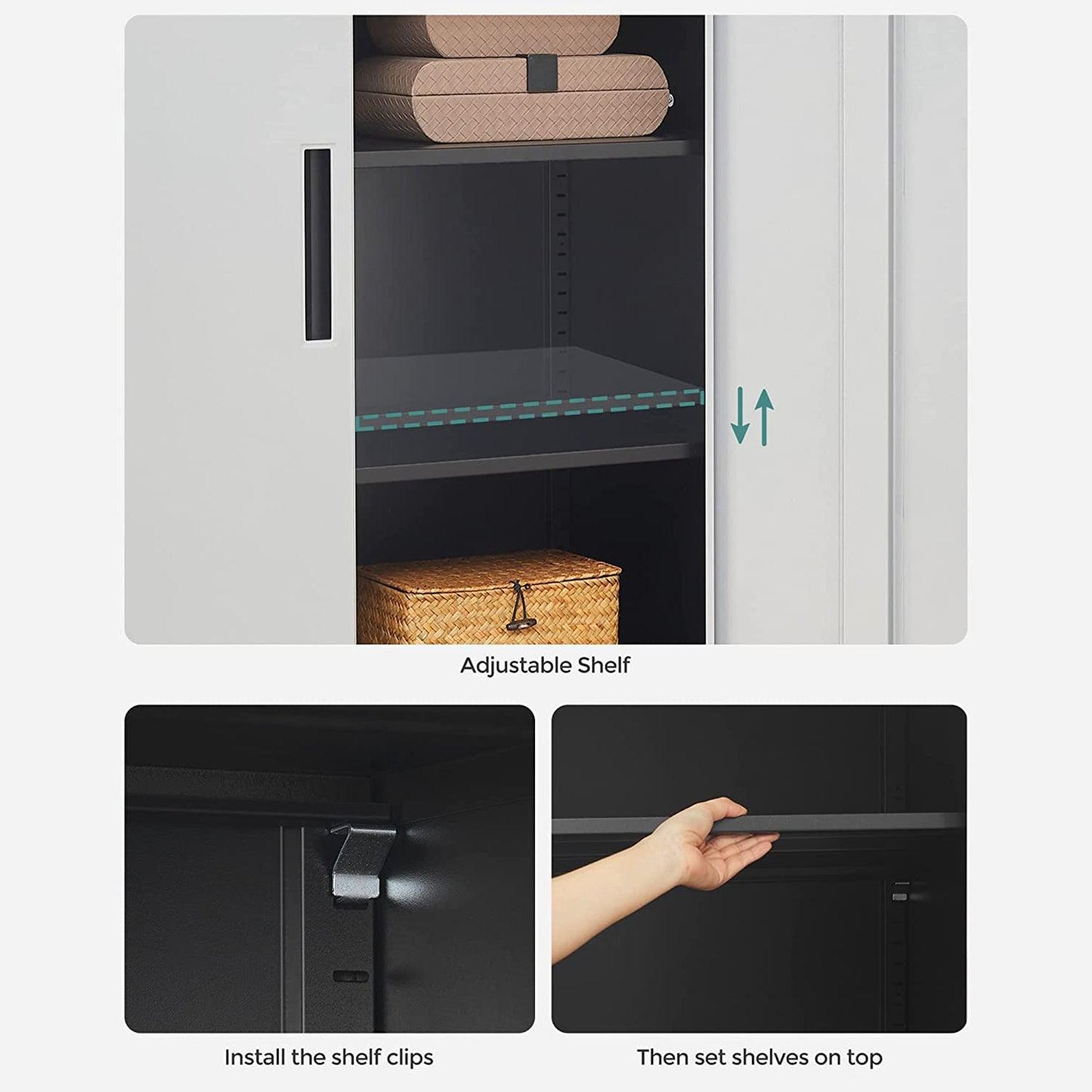 Lockable Steel Storage Cabinet, Silver 35" FredCo