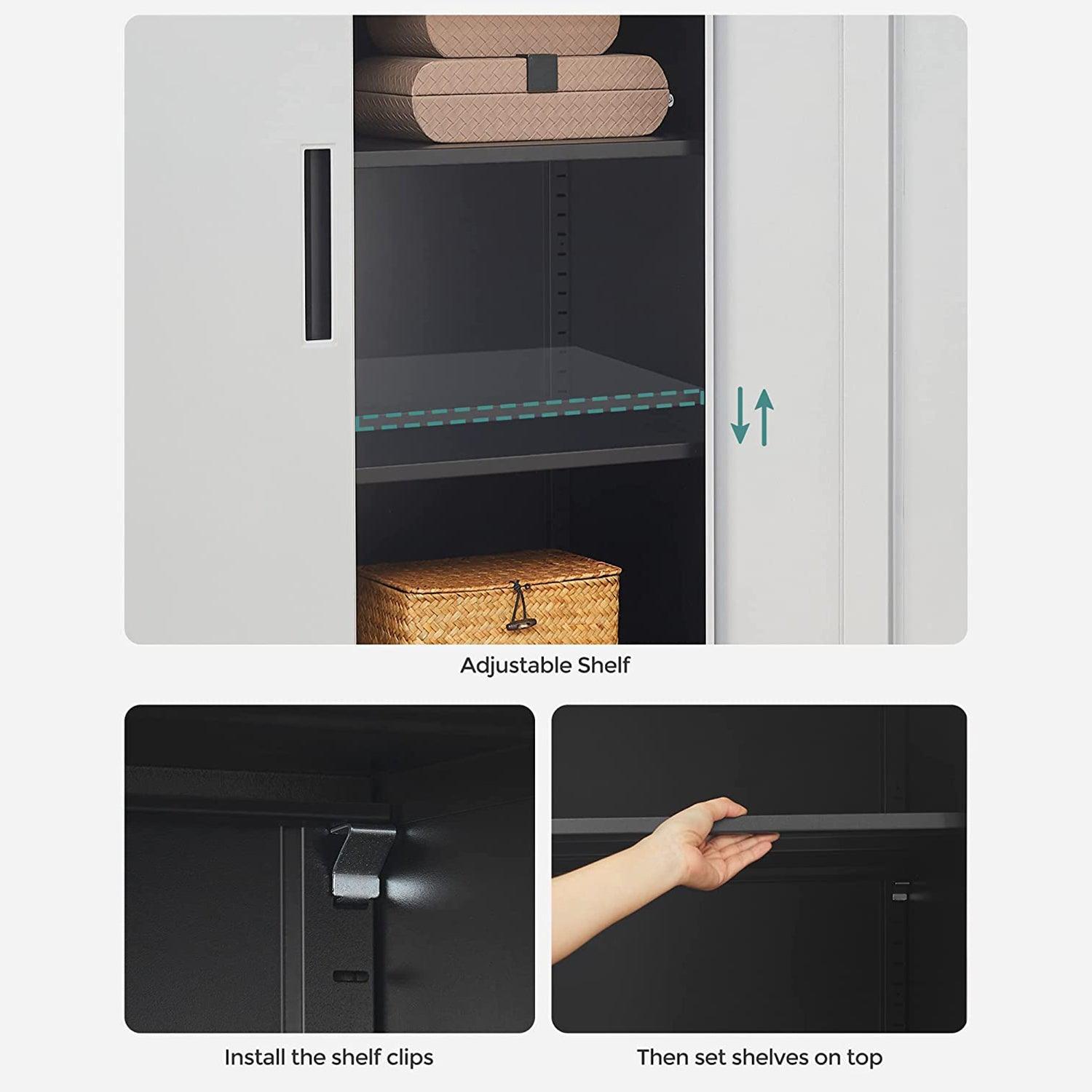 Lockable Steel Storage Cabinet, Silver 35" FredCo