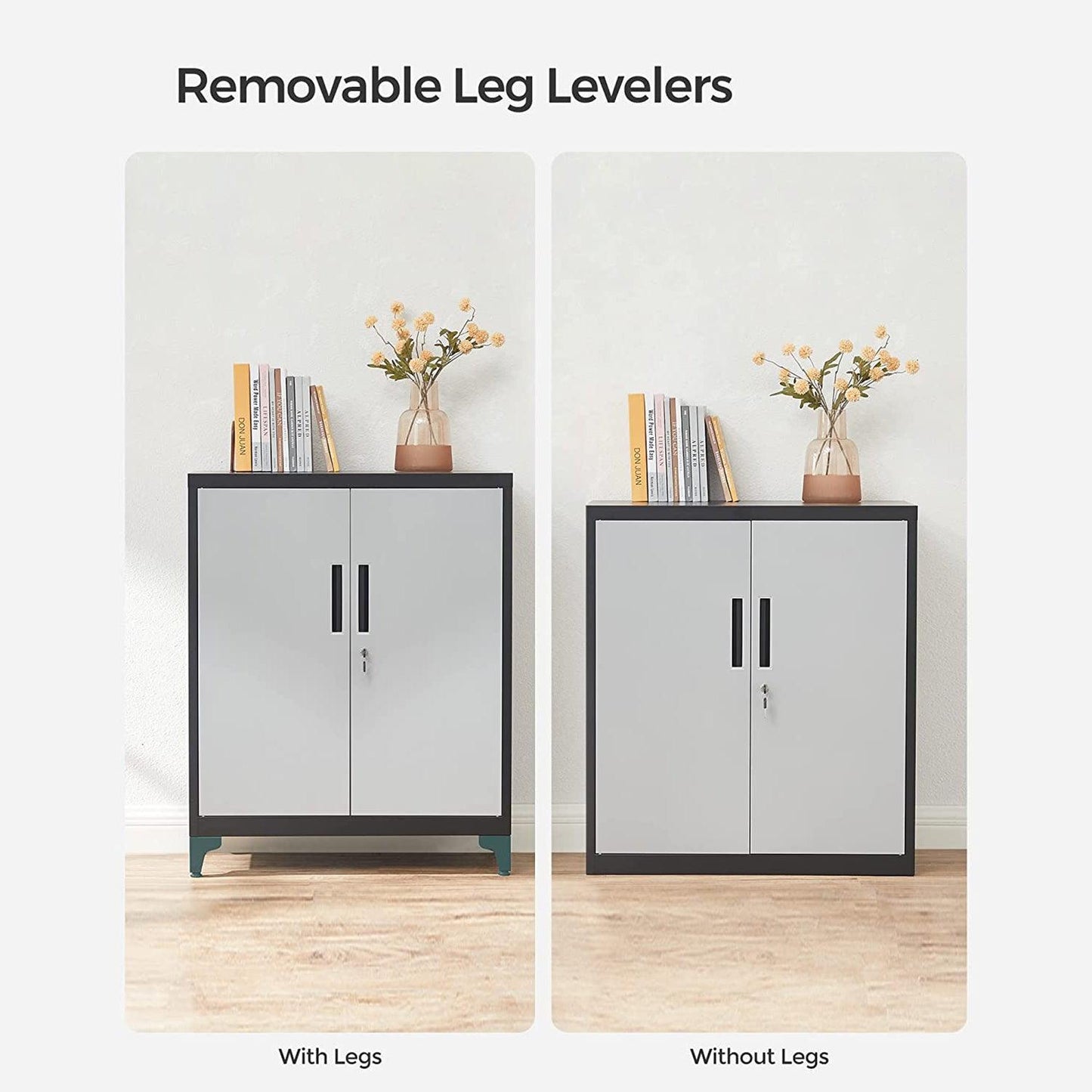 Lockable Steel Storage Cabinet, Silver 35" FredCo