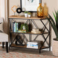 Logan Modern Industrial Walnut Brown Finished Wood and Black Finished Metal 3-Tier Console Table FredCo