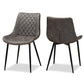 Loire Modern and Contemporary Grey and Brown Faux Leather Upholstered Black Finished 2-Piece Dining Chair Set FredCo