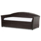 London Modern and Contemporary Brown Faux Leather Arched Back Sofa Twin Daybed with Roll-Out Trundle Guest Bed FredCo