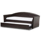 London Modern and Contemporary Brown Faux Leather Arched Back Sofa Twin Daybed with Roll-Out Trundle Guest Bed FredCo
