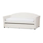 London Modern and Contemporary White Faux Leather Arched Back Sofa Twin Daybed with Roll-Out Trundle Guest Bed FredCo