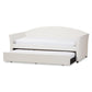 London Modern and Contemporary White Faux Leather Arched Back Sofa Twin Daybed with Roll-Out Trundle Guest Bed FredCo