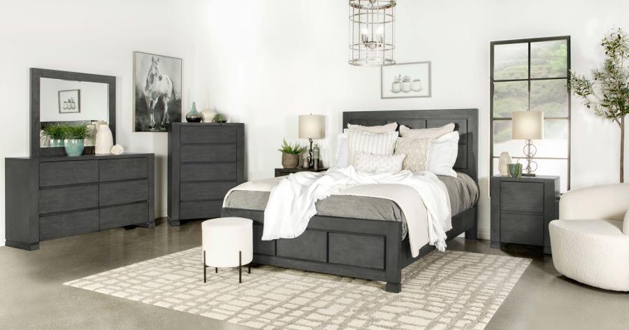 Lorenzo Bedroom Set Dark Grey Coaster California King, 5 Piece FredCo