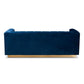 Loreto Glam and Luxe Navy Blue Velvet Fabric Upholstered Brushed Gold Finished Sofa FredCo