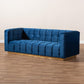 Loreto Glam and Luxe Navy Blue Velvet Fabric Upholstered Brushed Gold Finished Sofa FredCo