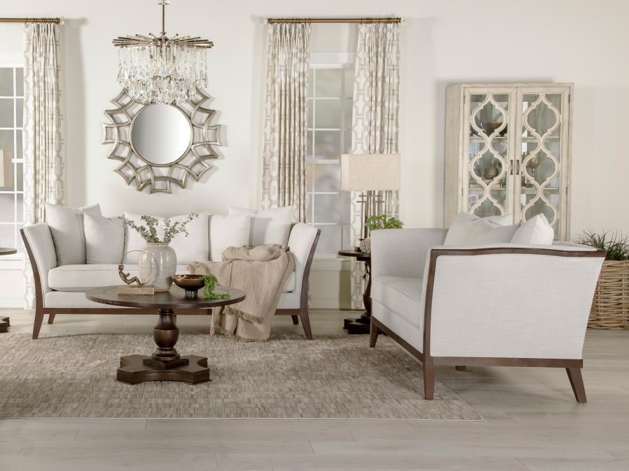 Lorraine 2-piece Upholstered Living Room Set with Flared Arms Beige 511191-S2 Coaster FredCo