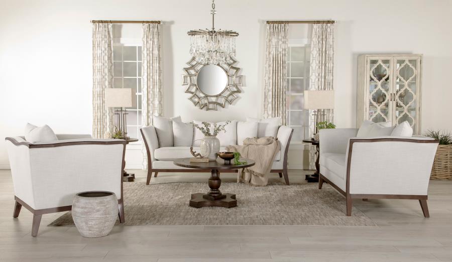 Lorraine 3-piece Upholstered Living Room Set with Flared Arms Beige 511191-S3 Coaster FredCo