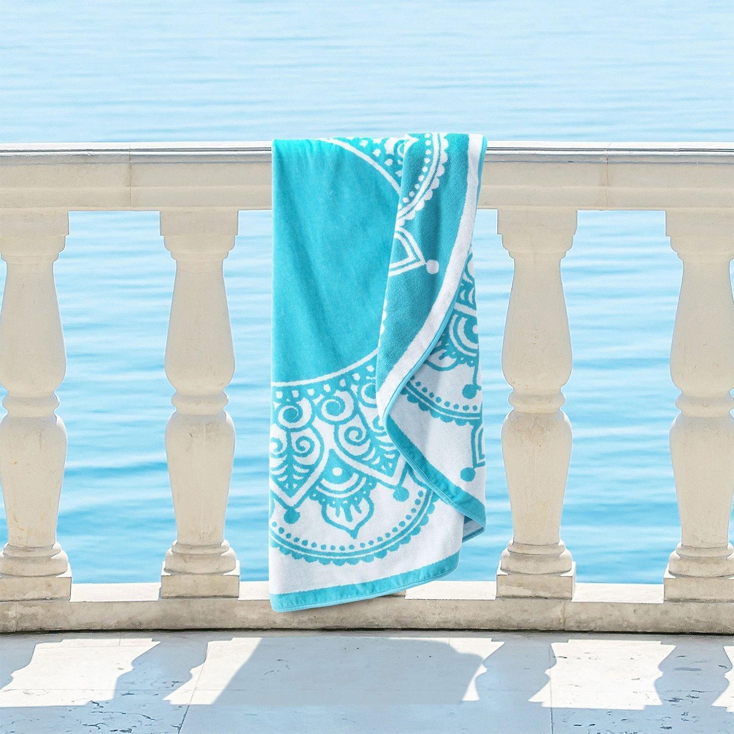 Lotus 100% Cotton Mandala Boho Round Beach Towel, 60" FredCo