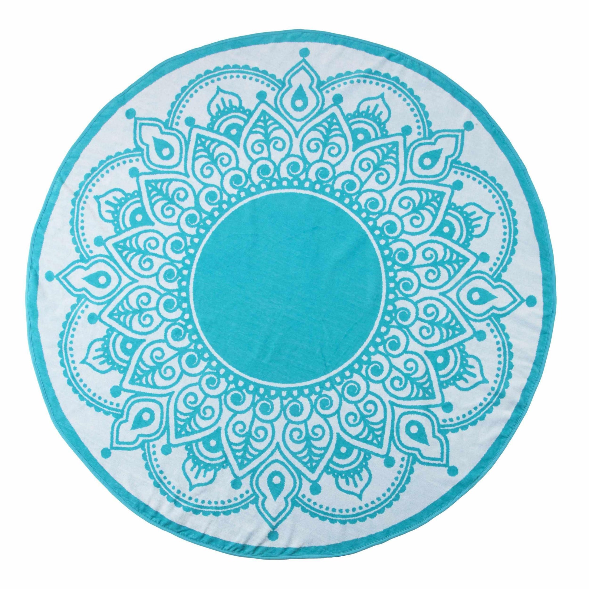 Lotus 100% Cotton Mandala Boho Round Beach Towel, 60" FredCo