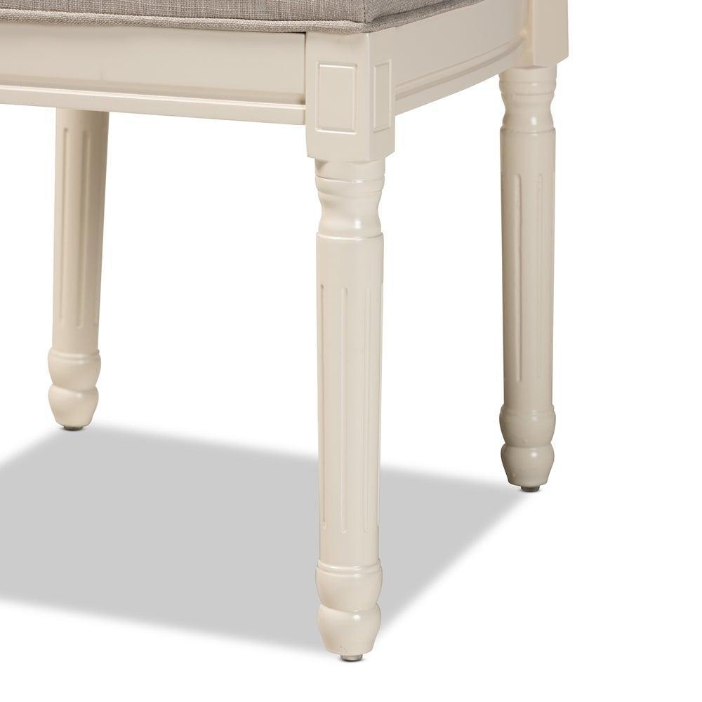 Louane Traditional French Inspired Grey Fabric Upholstered and White Finished Wood 2-Piece Dining Chair Set FredCo